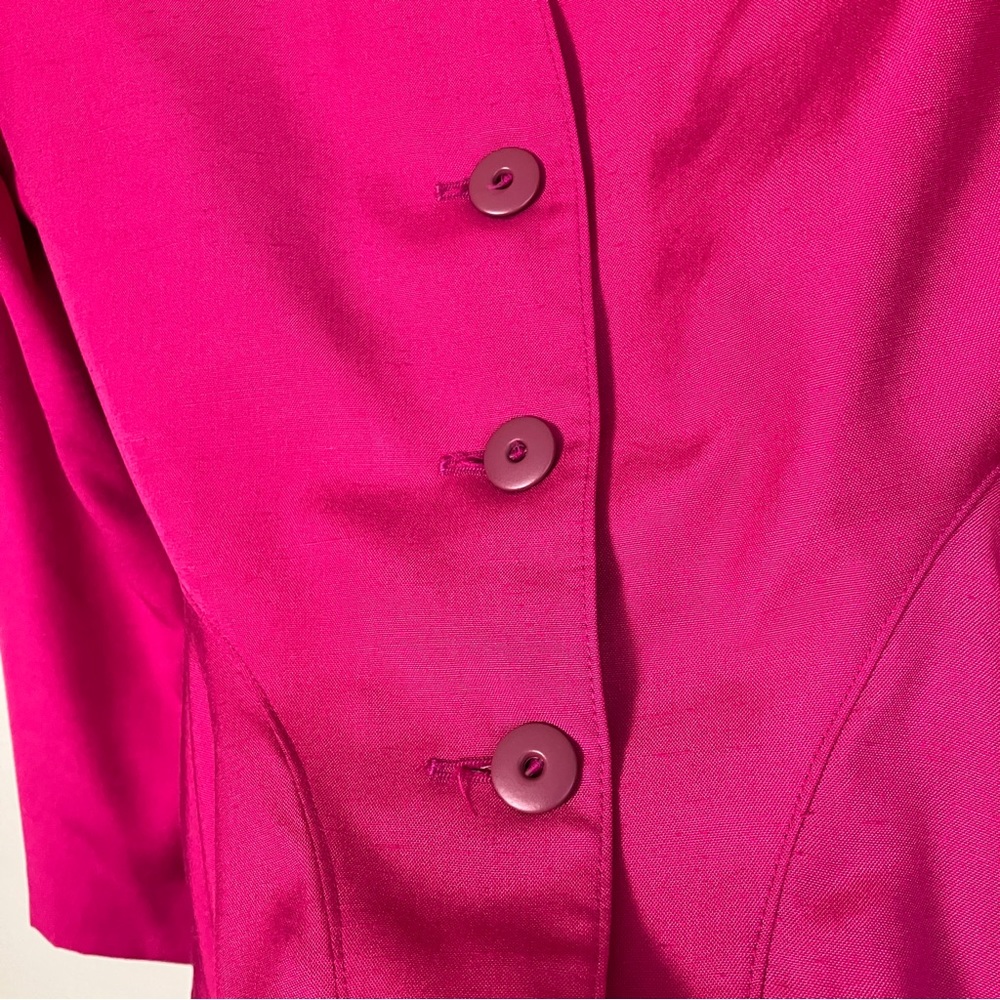 Vintage 80s blazer & Pencil Skirt set Selma Bos Canada pink peplum retro - Picture 5 of 15